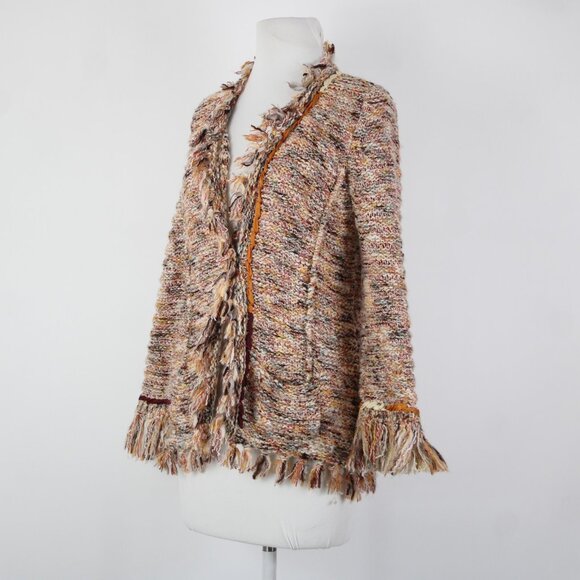 Angel Of The North Sz L Red Yellow Multicolor Poly Acrylic Cardigan Sweater - Picture 7 of 16